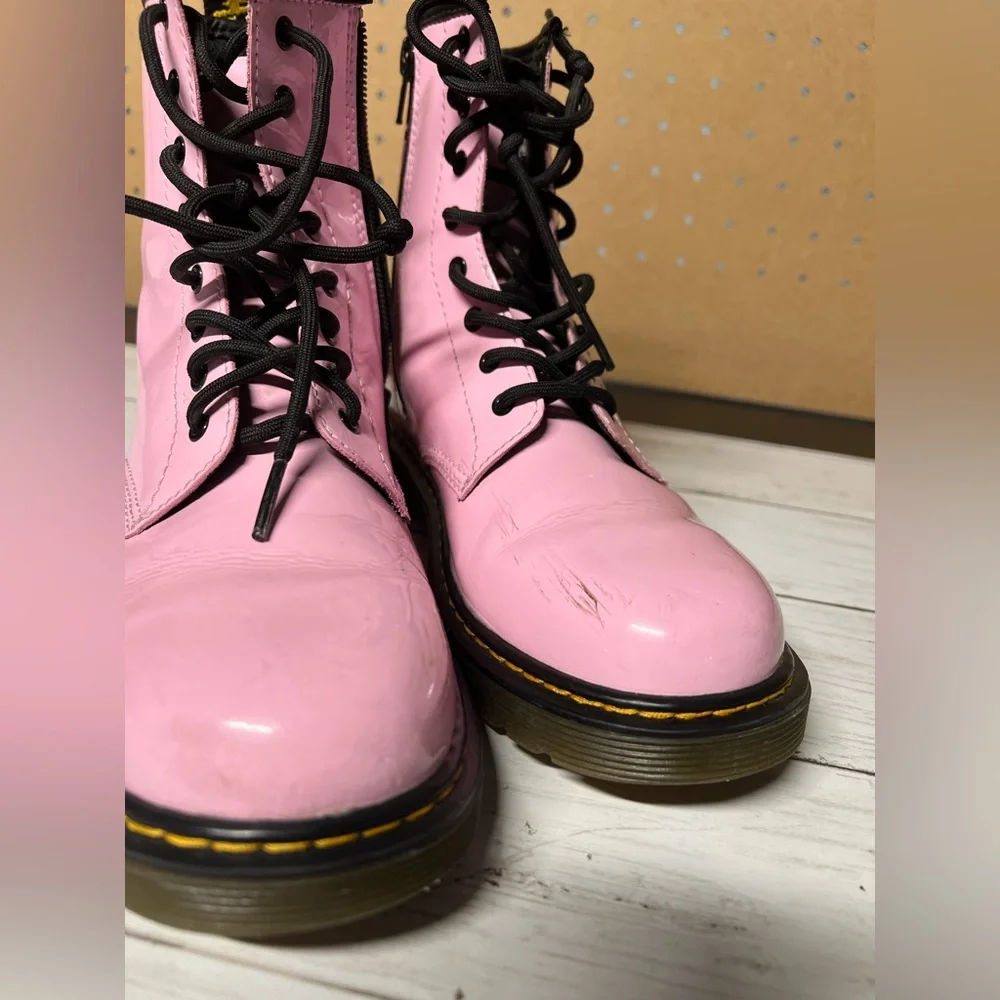 Dr. Martens Glossy Pink Combat Boots size 5 M - Picture 9 of 10